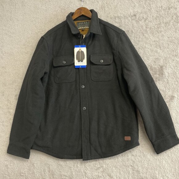 NEW Jachs New York Men's Size L Wool Blend Shirt Jacket Black Sherpa Lining - Picture 2 of 10